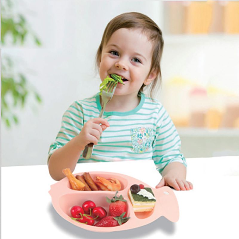 Đĩa Đựng Thức Ăn Hình Cá Hoạt Hình Chống Nóng Dành Cho Trẻ Em