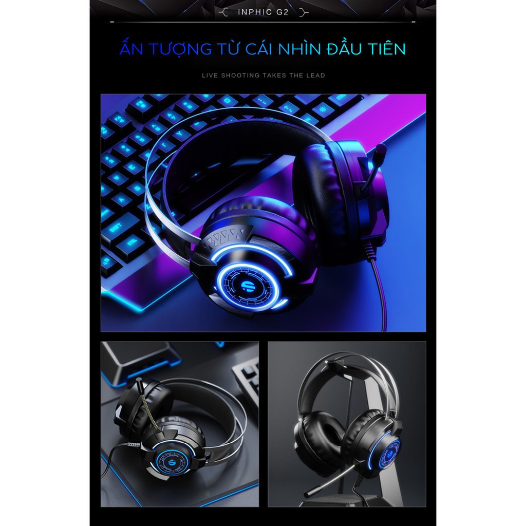 HÀNG CAO CẤP -  Tai nghe headphone gaming 7.1 ARINFA Inphic G2H - Âm siêu trầm sống động nhẹ dẻo cho game thủ chuyên ngh