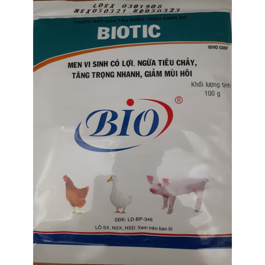BIOTIC 100G. Men tiêu hóa, giảm mùi hôi, ngừa tiêu chảy chó, meo, heo, gà,...