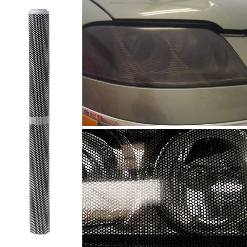 Miếng Dán Đề Can Mắt Lưới Đục Lỗ 30cmx106cm Trang Trí Đèn Pha Xe Hơi