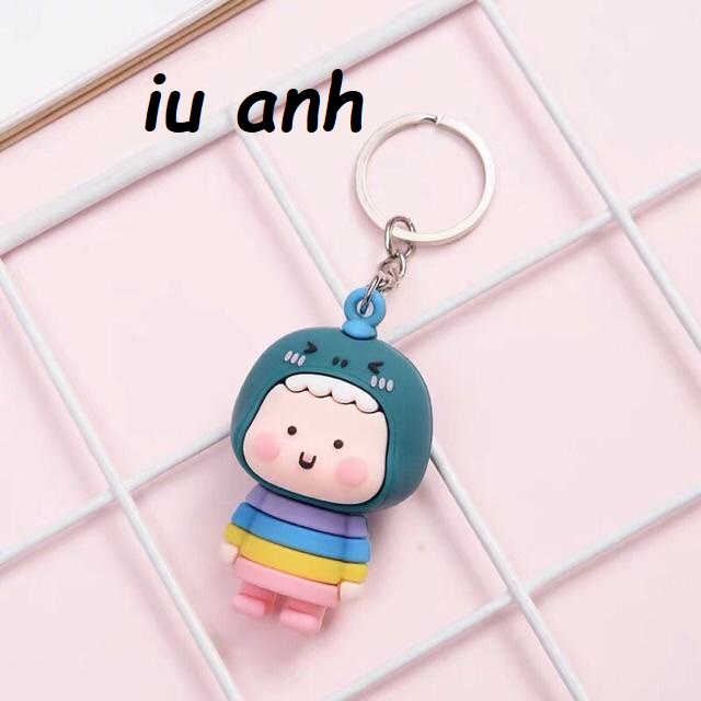 Móc khóa em bé khủng long, búp bê khủng long siêu đáng yêu 7 sắc cầu vòng xinh xắn dễ thương kute