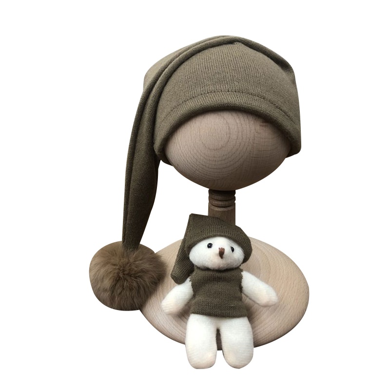 Set 3 Món Áo Liền Quần Tay Dài Kèm Nón Và Bóng Lông Dành Cho Bé Sơ Sinh Chụp Ảnh