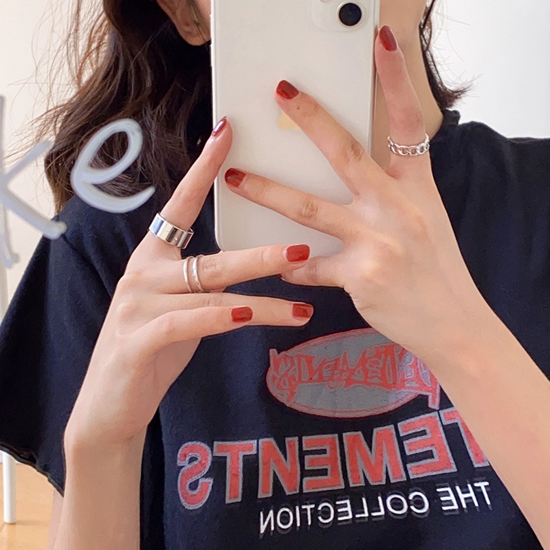 Set 3 nhẫn đeo ngón tay dạng hở phong cách Hàn Quốc đơn giản ngọt ngào cá tính dành cho nữ