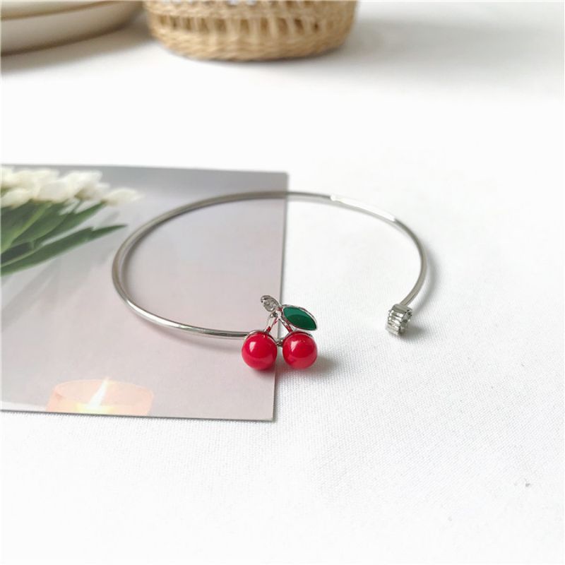 Vòng tay nữ mạ bạc S925 - Lắc tay nữ mạ bạc Ý Double Cherry dễ thương, xinh xắn ZaZa accessories
