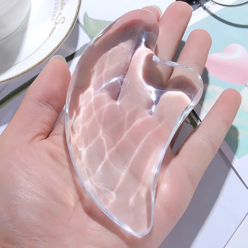 Bảng Cạo Mát Xa Mặt / Chân / Cơ Thể Bằng Ngọc Bích Trong Suốt Hình Trái Tim 3D Chuyên Dụng Cho SPA