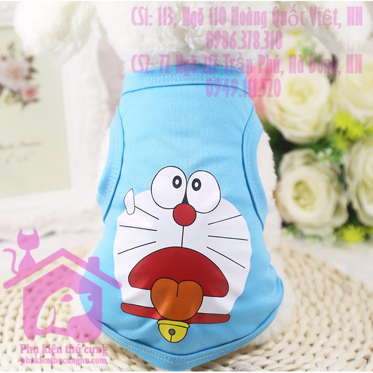 Áo cho chó mèo ba lỗ mùa hè in hình cute dành cho thú cưng