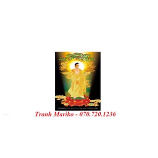 [T-LV3291] Tranh thêu chữ thập Dược Sư Lưu Ly Quang Vương Phật (kích thước nhỏ 43x67cm)