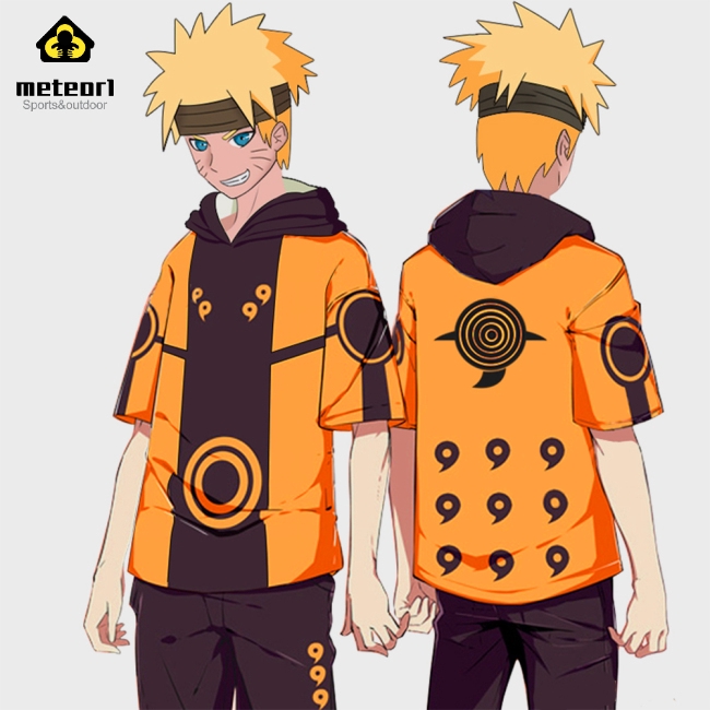 Áo thun tay ngắn có nón trùm đầu phong cách nhân vật Naruto 3D độc đáo