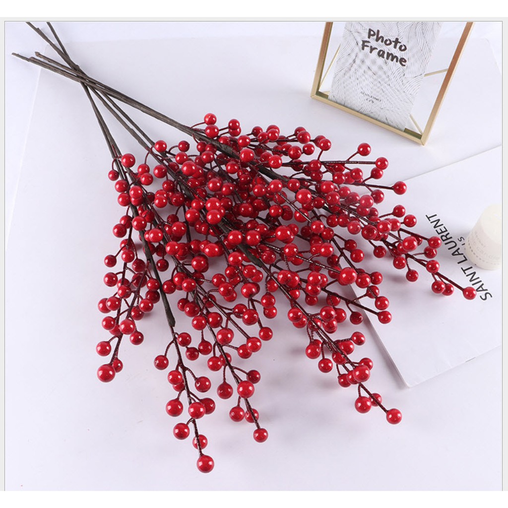 [ HCM ] Noel Tết- Bịch 10 CÀNH CHERRY GẮN CÀNH TRANG TRÍ Cỡ 20cm| Cành Cherry đông đào 6 Nhánh, 12 nhánh (XEM HÌNH)