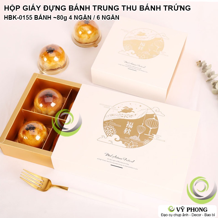 HỘP GIẤY ĐỰNG BÁNH KẸO BÁNH TRUNG THU BÁNH TRỨNG CHIA NGĂN IN NHŨ VÀNG ĐỰNG QUÀ TẶNG DỊP LỄ TẾT HBK-0155