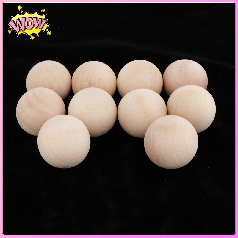 Set 10 Bóng Gỗ Tròn Tự Nhiên Không Lỗ 40mm Làm Đồ Thủ Công