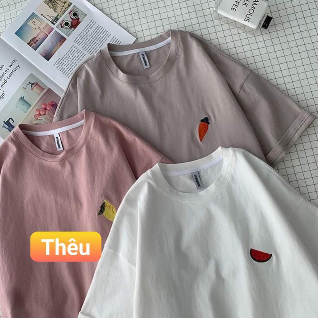 ! Áo phông, áo thun nam nữ form rộng tay lỡ Unisex LOGO TRÁI CÂY Từ 50-70kg .