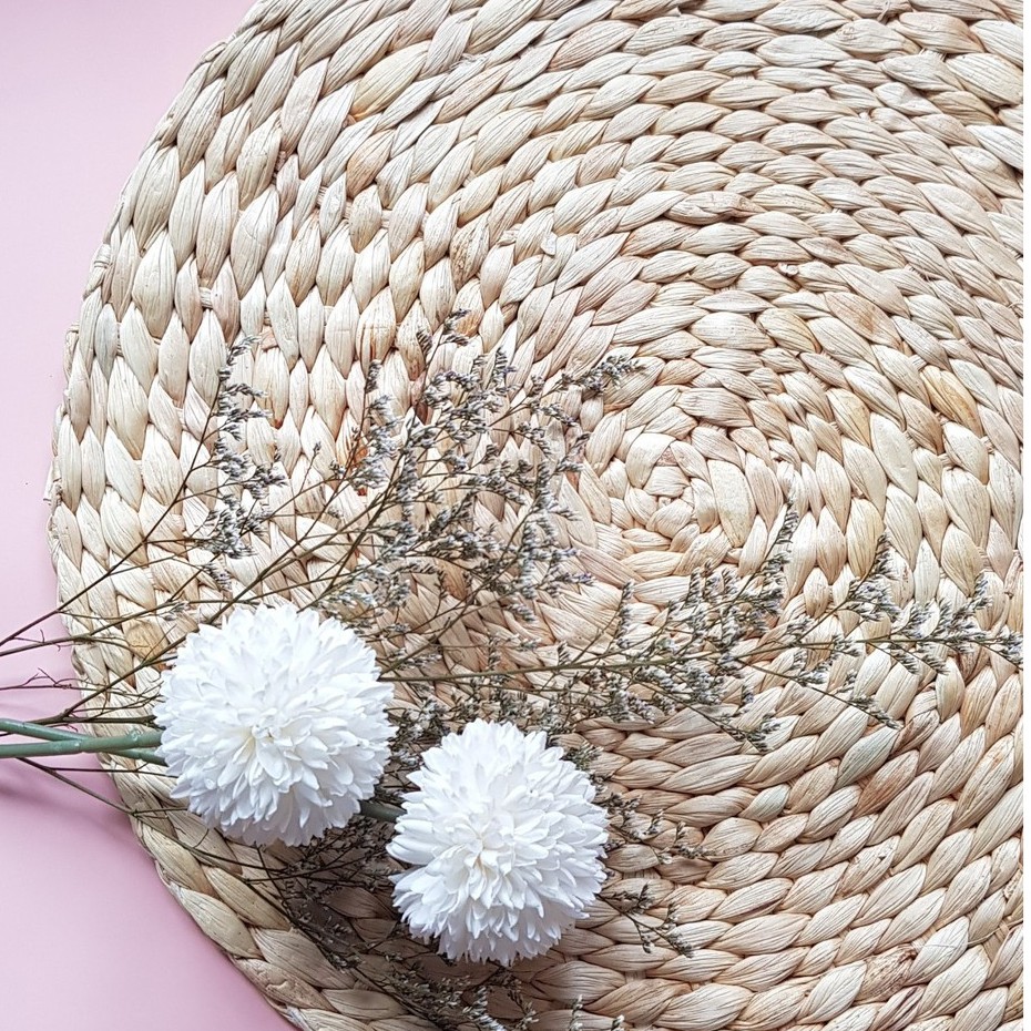 (30CM DÀY-CHẮC) Thảm cói, thảm lục bình phụ kiện trang trí chụp ảnh. tấm lót decor bàn ăn, đế lót nồi cách nhiệt
