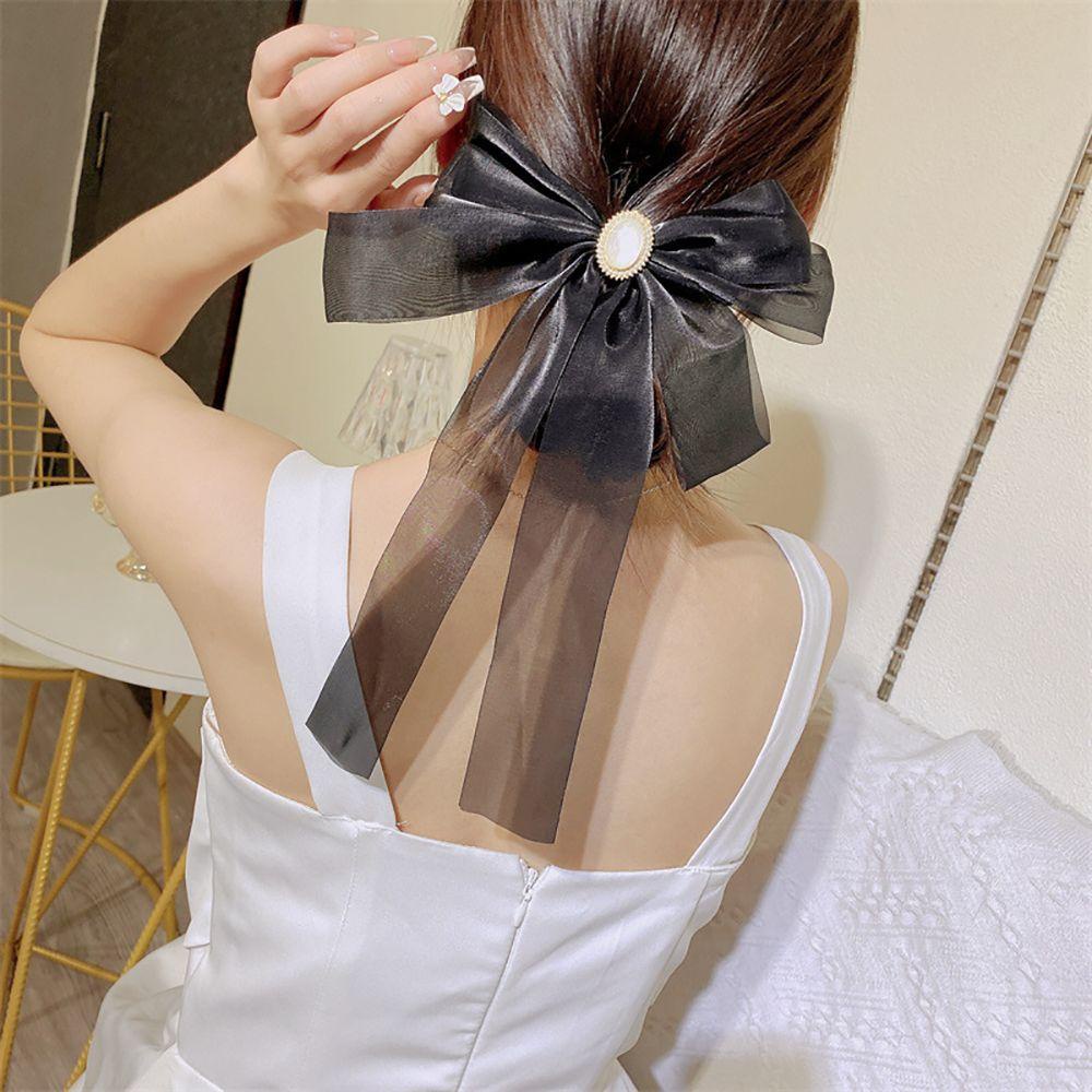 Kẹp Tóc Nơ Ruy Băng Đơn Giản Đáng Yêu Cho Nữ