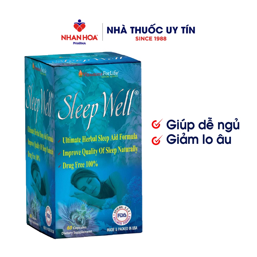 Viên Uống Hỗ Trợ Giấc Ngủ Sleep Well hộp 60 viên