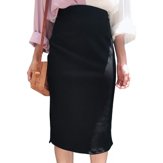 Chân váy công sở dài bigsize màu đen ôm body xẻ dài 63cm [size từ 48kg-85kg