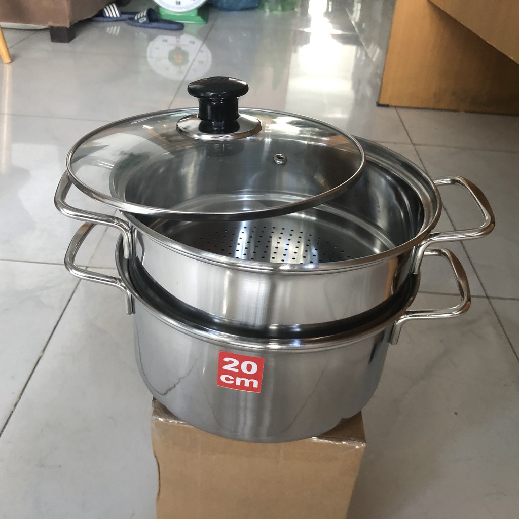 Bộ nồi và xửng hấp inox cao cấp  - Nắp Kính