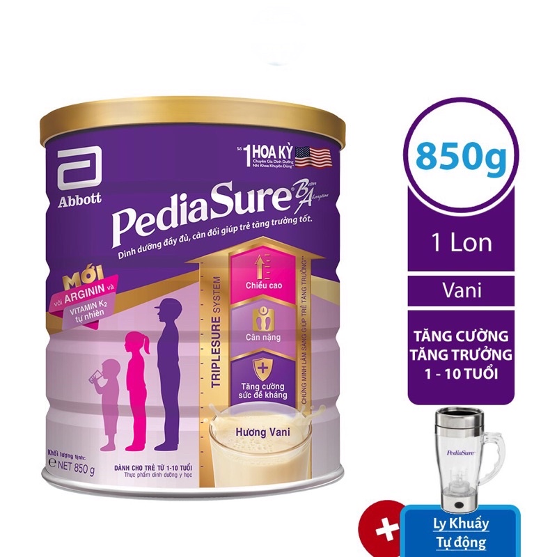 Sữa Bột PediaSure BA Hương Vani 850g và 1,6kg