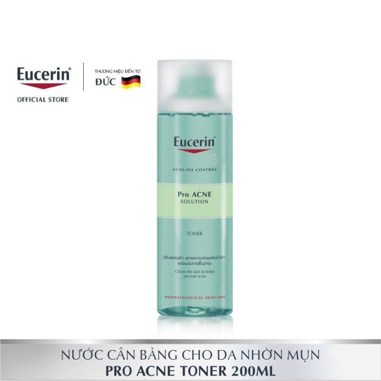 [CHÍNH HÃNG] Combo Eucerin dành cho da nhờn mụn: Gel rửa mặt Pro Acne Cleansing Gel 200ml &amp; nước hoa hồng Pro Acne Toner