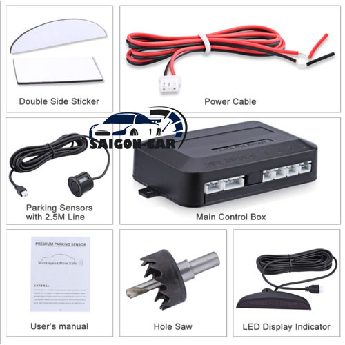 🔥HCM-Cảm biến lùi 4 mắt siêu nhạy cho xe hơi, ô tô 12V, đủ màu đen bạc trắng