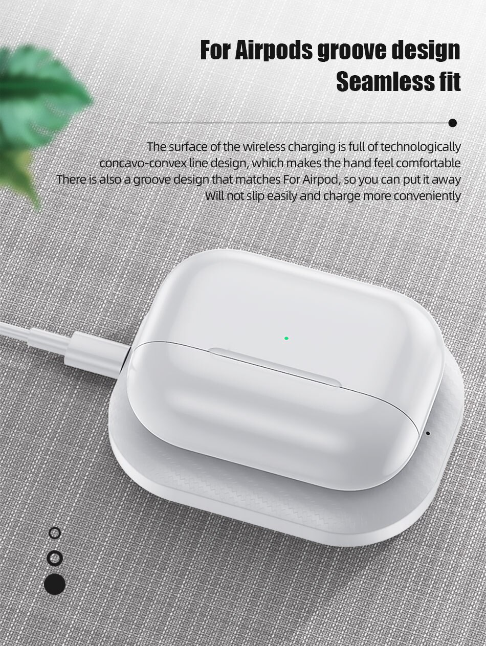 Xumu 3W Qi Wireless Charger Dock Stand For Airpods 2 Pro 3 Earphone Charging Pad With Micro USB Data Cable