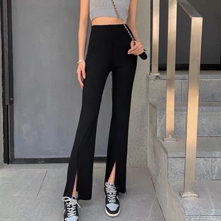 Quần ống loe sẻ tà ở giữa quần baggy form rông sẻ giưa kiểu dáng hàn quôc măc đi chơi đi học