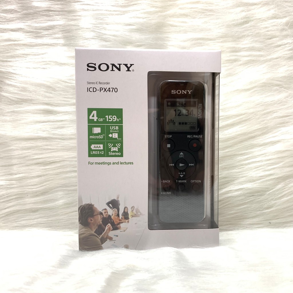 Máy ghi âm Sony ICD - PX470 4G, hỗ trợ thẻ nhớ 32G, micro tích hợp: stereo, kết nối PC có USB | TECHMART