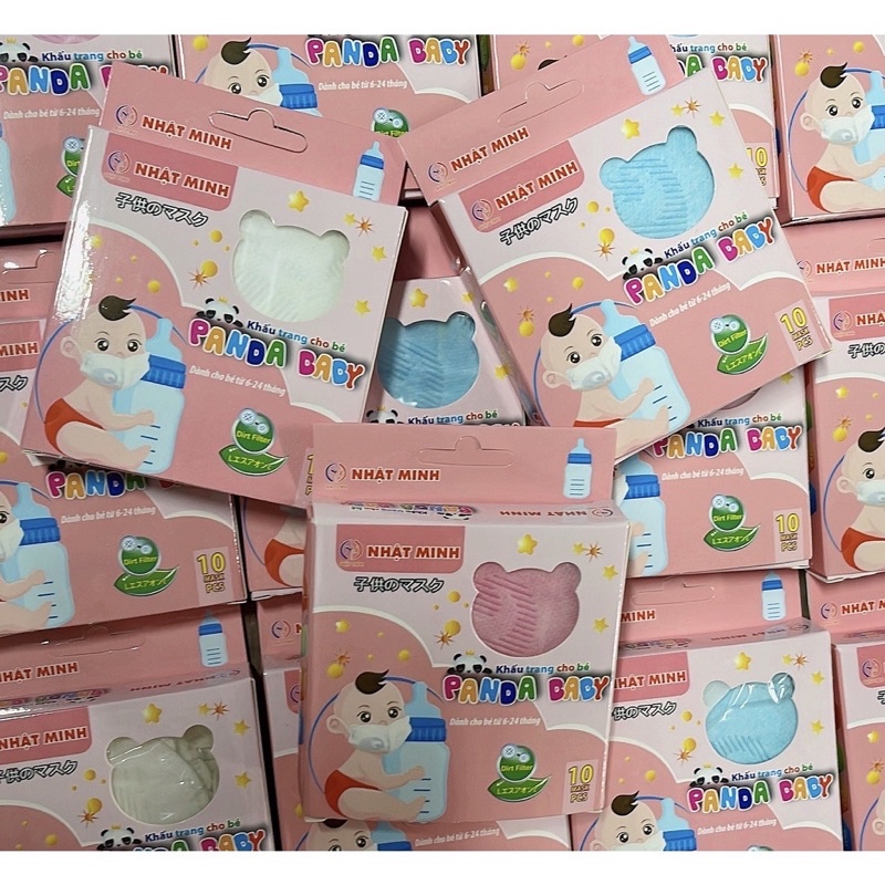 Khẩu trang cho bé Panda 3 lớp hàng chất đẹp loại 1 - Chính hãng 1 hộp 10 chiếc