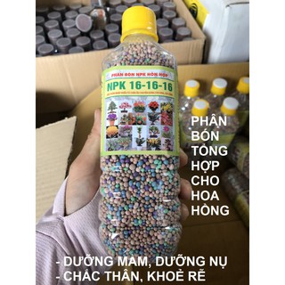 Phân bón tổng hợp NPK 16-16-16 cho Hoa hồng, cây cảnh (chai 500g)