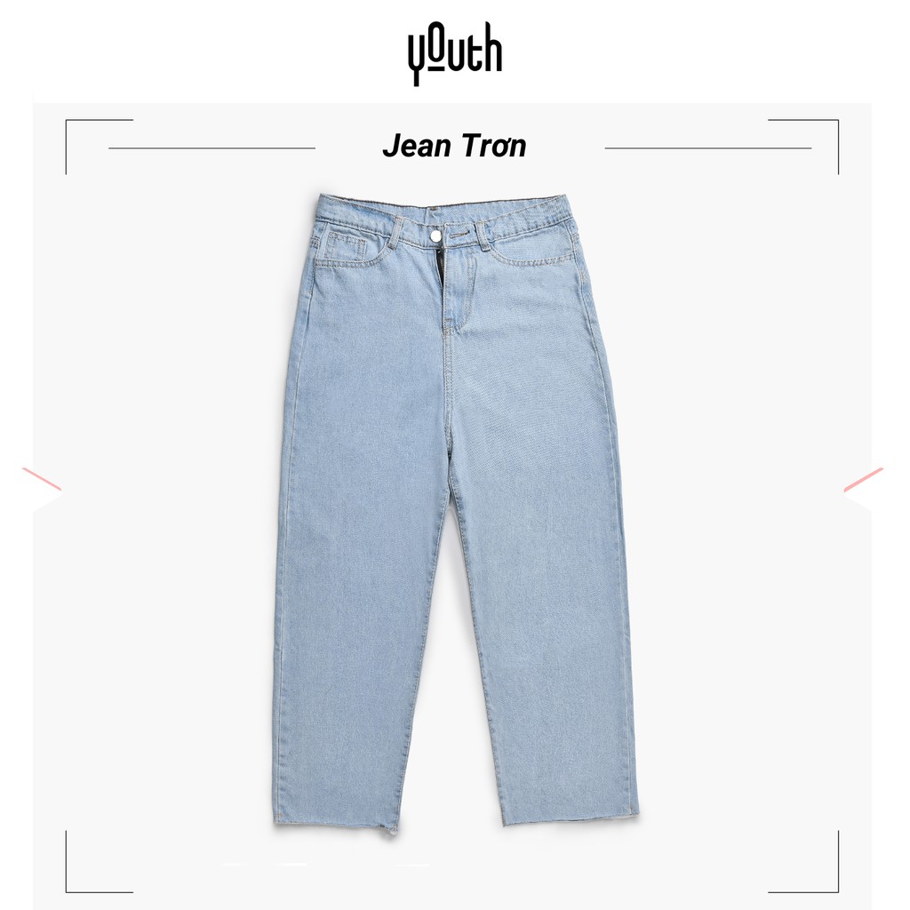 Quần jean nữ trơn YOUTH ống rộng dáng suông chất bò xịn phong cách Hàn Quốc - QB3