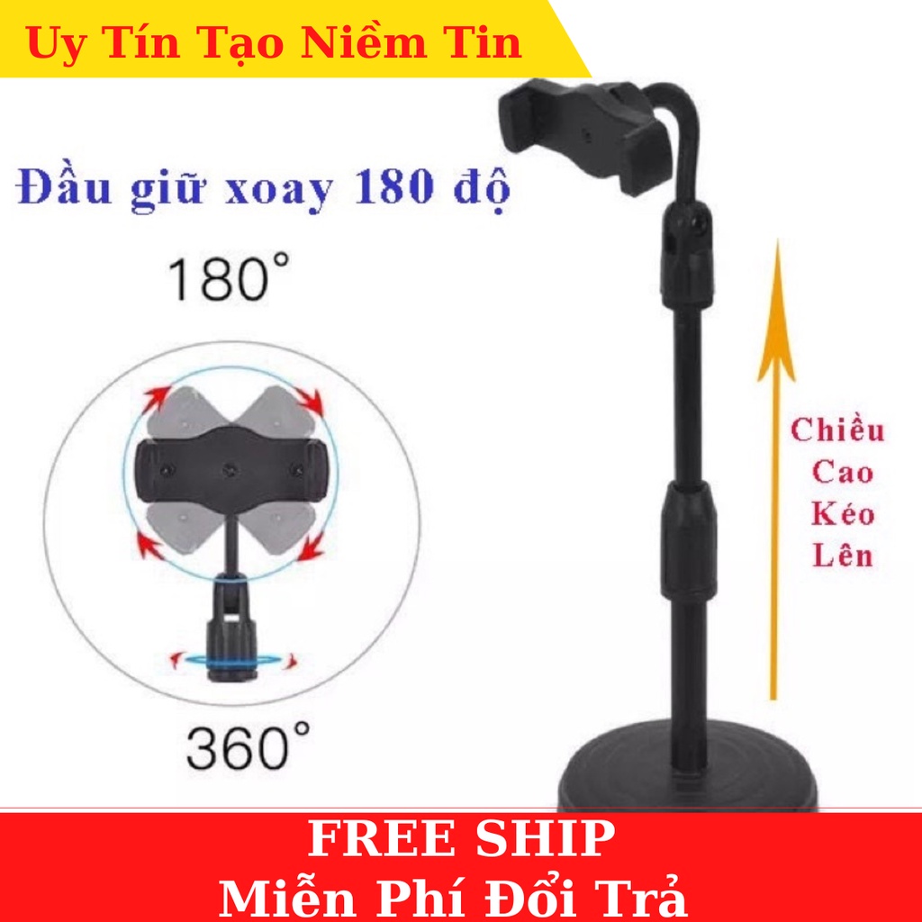 Giá đỡ điện thoại để bàn kẹp điện thoại gậy Livestream Xem Video Xoay 360 Độ