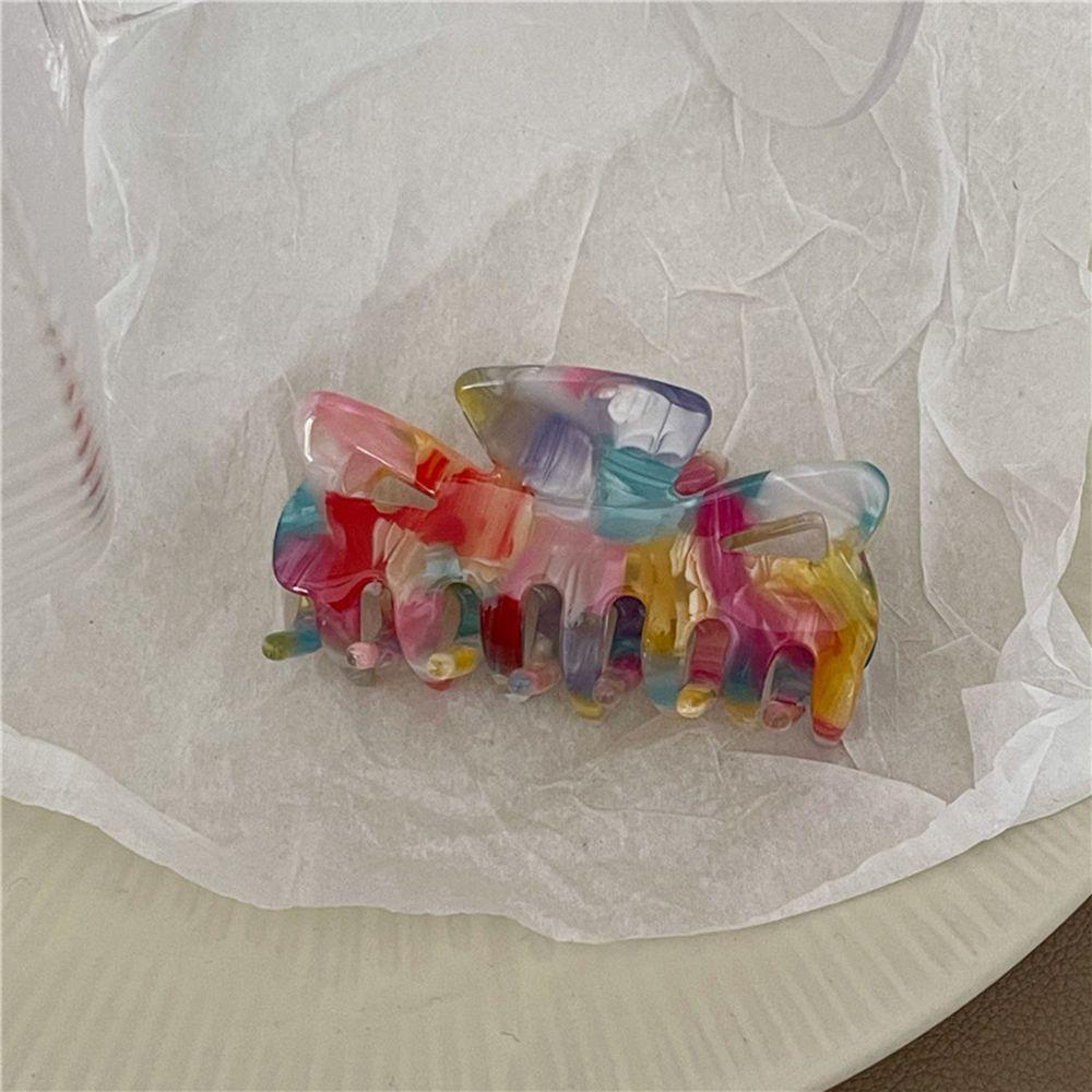 Kẹp Tóc Nhựa Acrylic Màu Cầu Vồng Dễ Thương Cho Nữ
