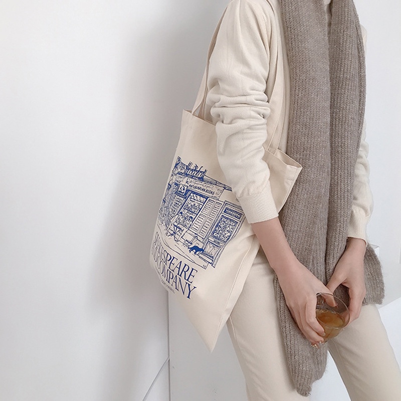 Yogodlns Túi Xách tote Đeo Vai Bằng Vải canvas In Hình shakespeare Sức Chứa Lớn Cho Nữ
