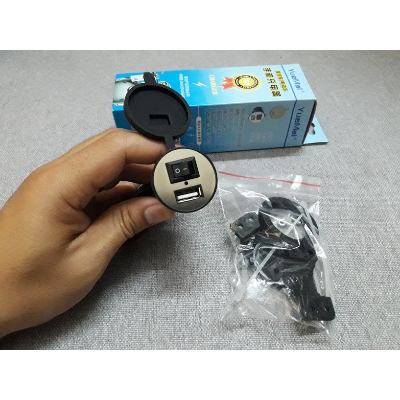 Sạc điện thoại gắn trên xe máy, cho Moto loại 1, khẩu trang đi phượt SIGATO