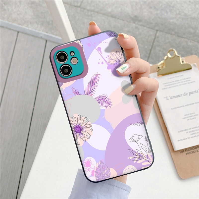Ốp Điện Thoại iphone Mềm HOA LÁ ốp vuông iPhone 12 8plus 11promax 7plus 6Plus 7Plus 8Plus X Xs Max 13 Promax tr191