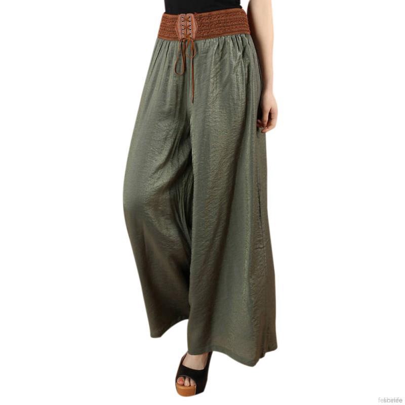 Quần ống rộng lưng thun cao cho nữ