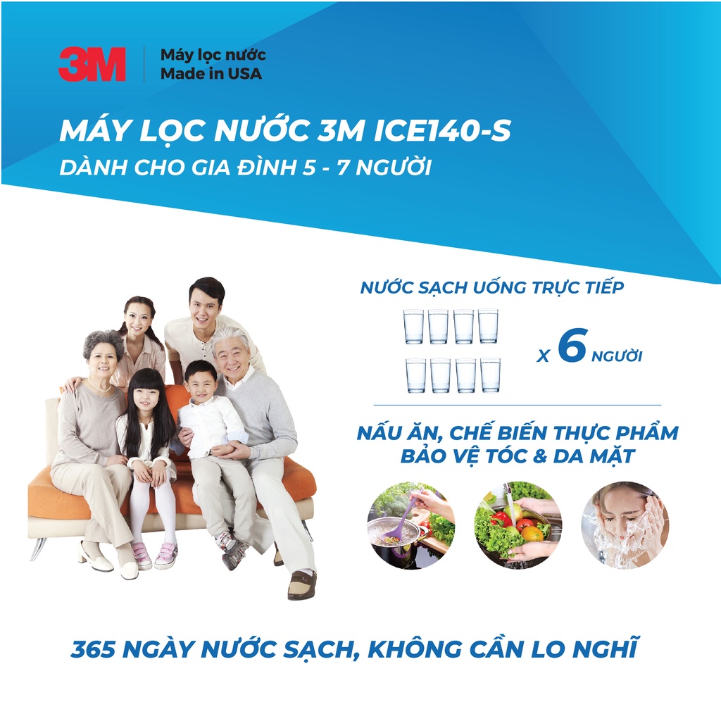 Máy Lọc Nước 3M ICE140-S Kèm Vòi 3M Công Suất Cao - Không Điện