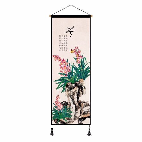 Tranh Vải Treo Tường Họa Tiết Cây Tre Phong Lan Phong Cách Trung Hoa Trang Trí Nội Thất