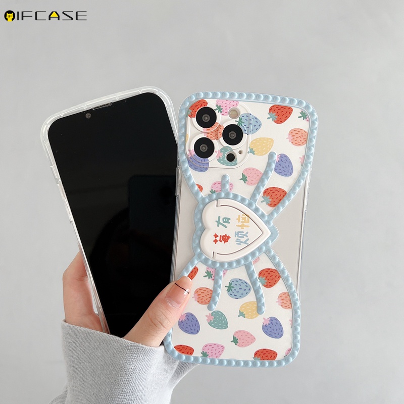 Ốp Điện Thoại Mềm Trong Suốt In Họa Tiết Trái Cây Có Giá Đỡ Cho iPhone 13 12 11 Pro Max XS Max XR X