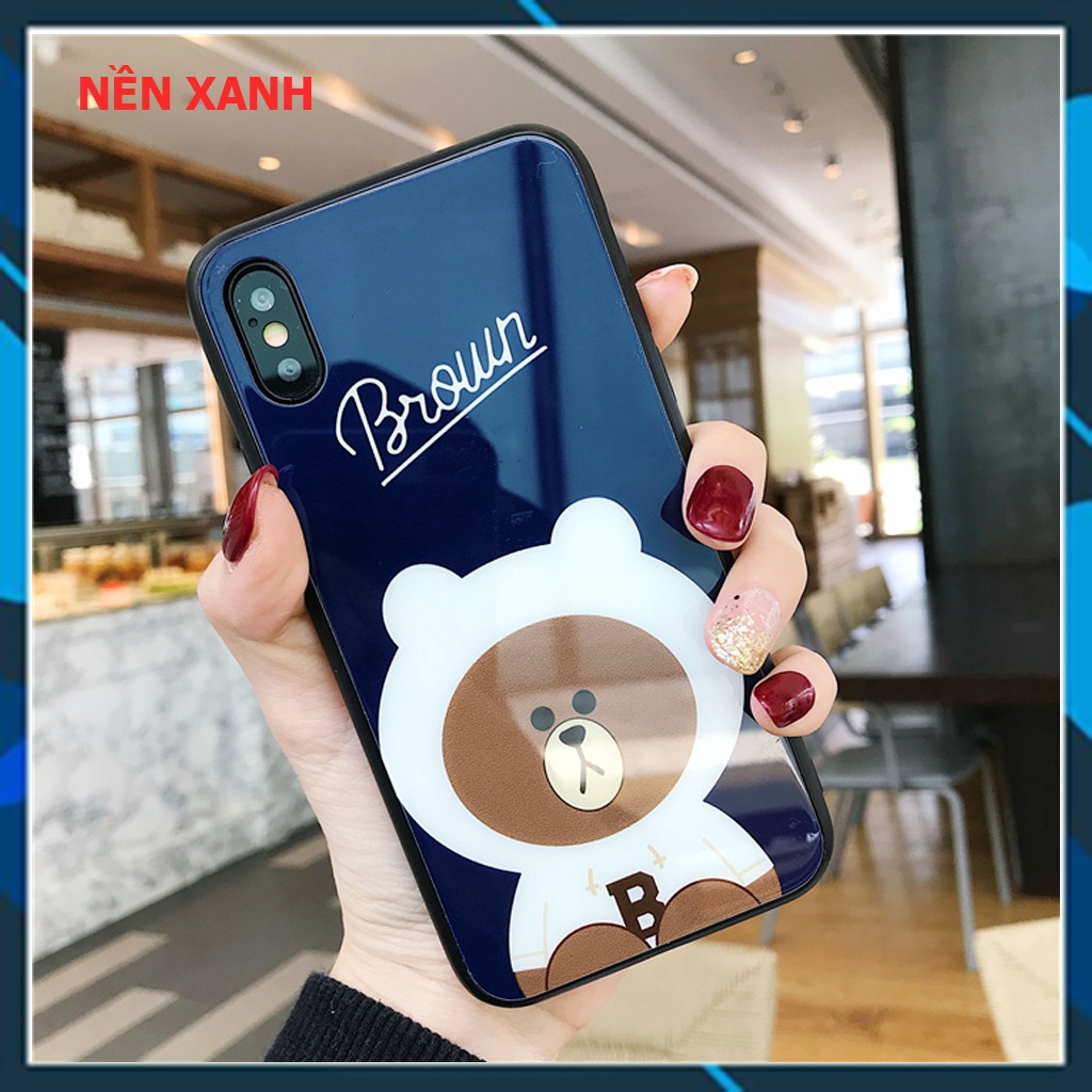 Ốp lưng iphone kính gấu Brown 5/5s/6/6s/6plus/6s plus/7/8/7plus/8plus/x/xs/xs max/11/11pro max
