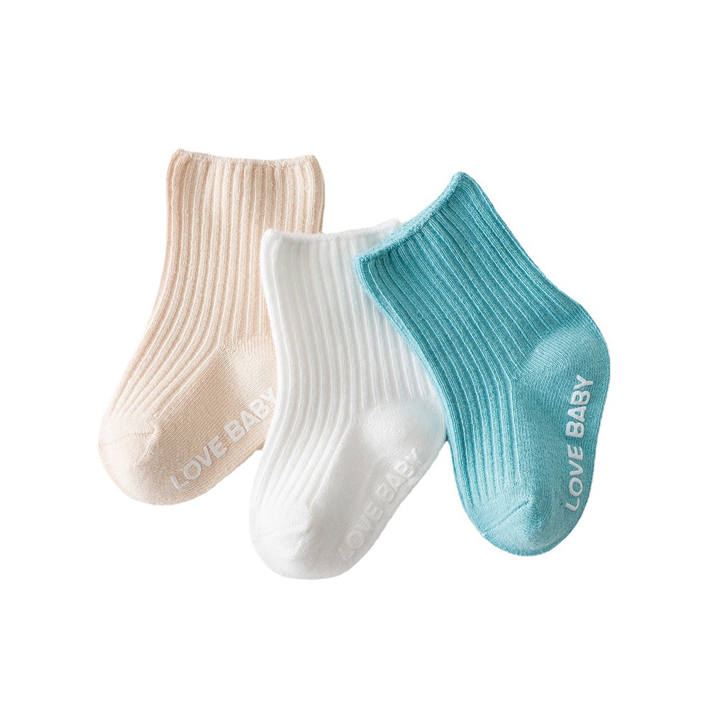 3 Cặp vớ cotton chống trơn trượt thoáng khí cho trẻ 0-5 tuổi mùa xuân mùa thu