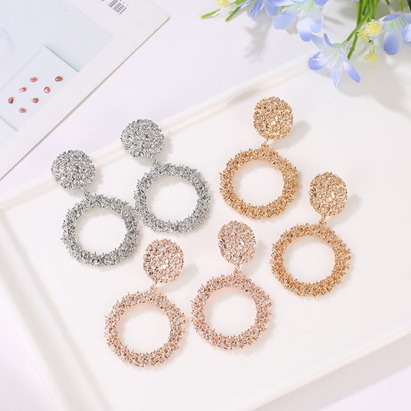 Đôi khuyên tai nữ hình tròn lớn phong cách vintage đáng yêu
