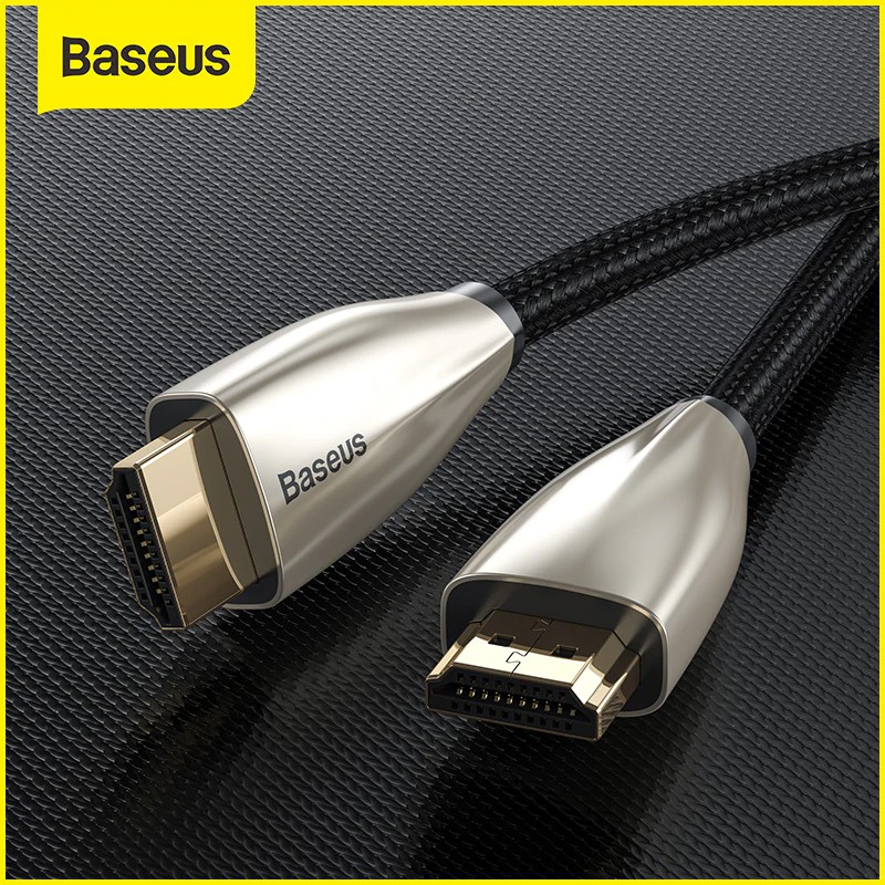 Cáp HDMI to HDMI Baseus Horizontal HDMI 2.0 hỗ trợ xuất hình ảnh 4K60Hz đầu cáp mạ vàng, dây bện vải