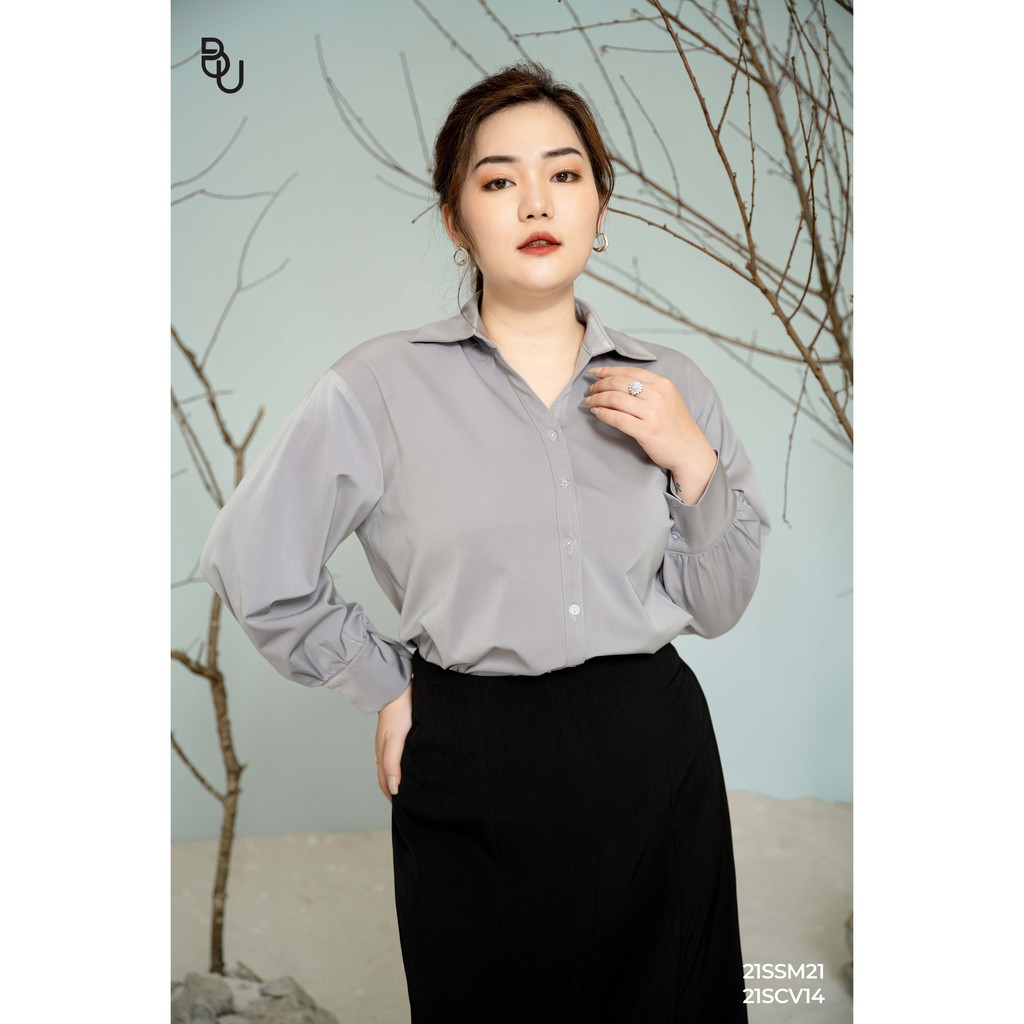 Sơ mi lụa basic BIGSIZE 55kg đến 95kg - 21SSM21 - [BUstu Bigsize]