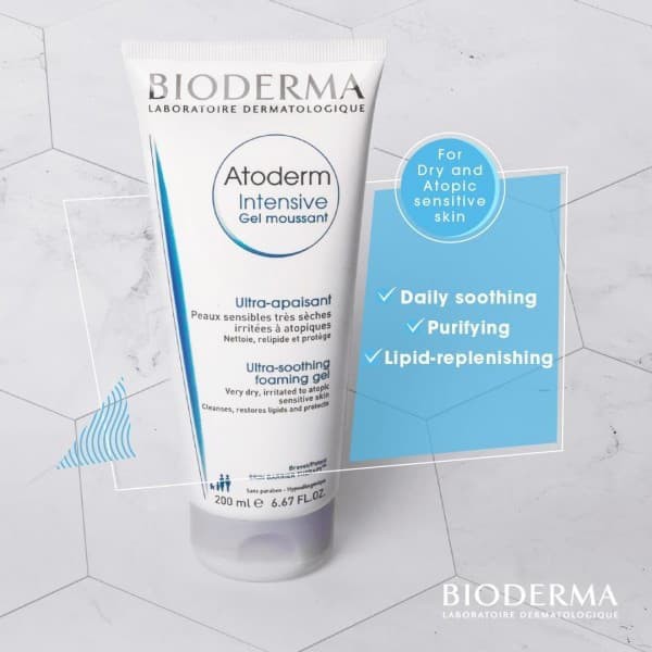 Sữa rửa mặt Bioderma Atoderm Intensive Gel Moussant 200ml- Gel làm sạch dịu nhẹ cho da rất khô và da cơ địa