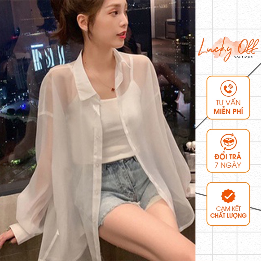 Áo Sơ Mi Voan Mỏng Phong Cách Đơn Giản Kèm Áo Hai Dây - LK039