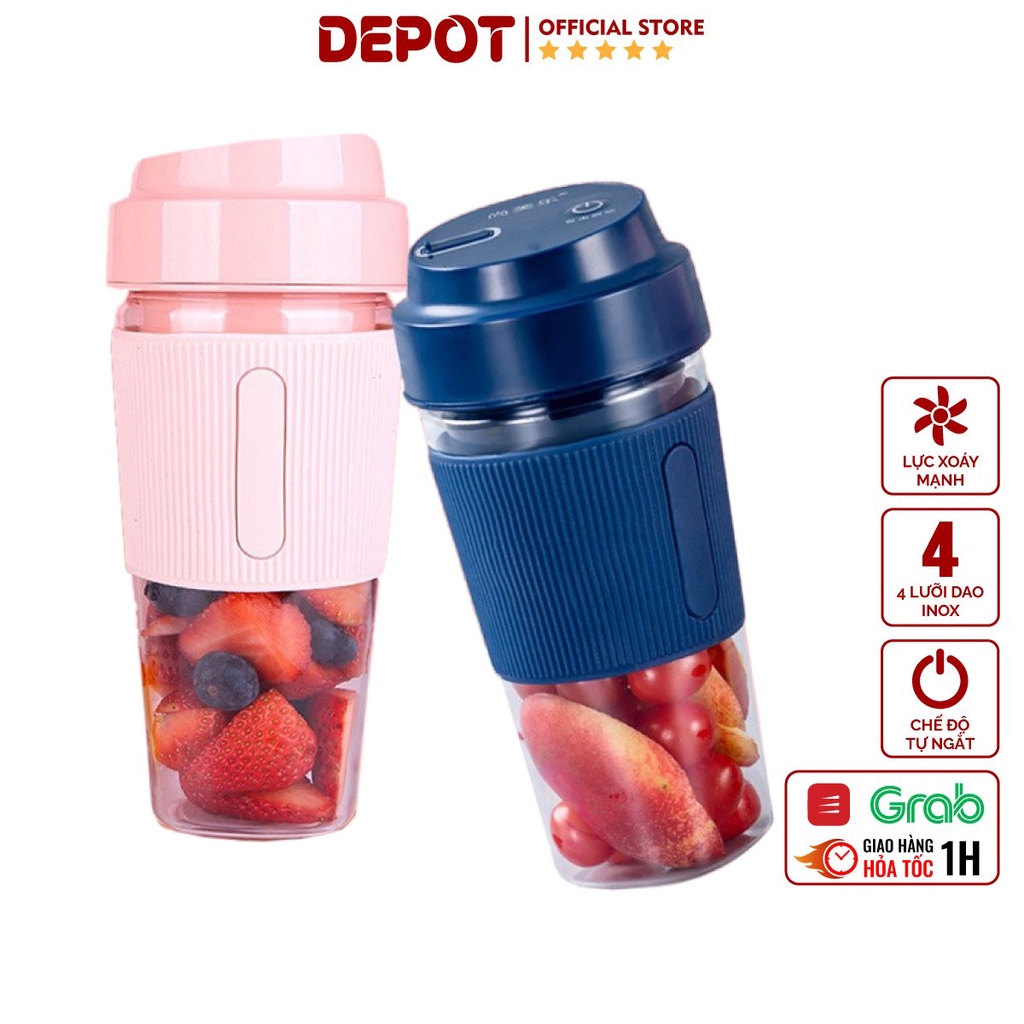 Máy xay sinh tố mini cầm tay 4 lưỡi, Máy xay cầm tay Juicecup - Fruitcup - Juicer mẫu mới 2021 bảo hành 1 đổi 1