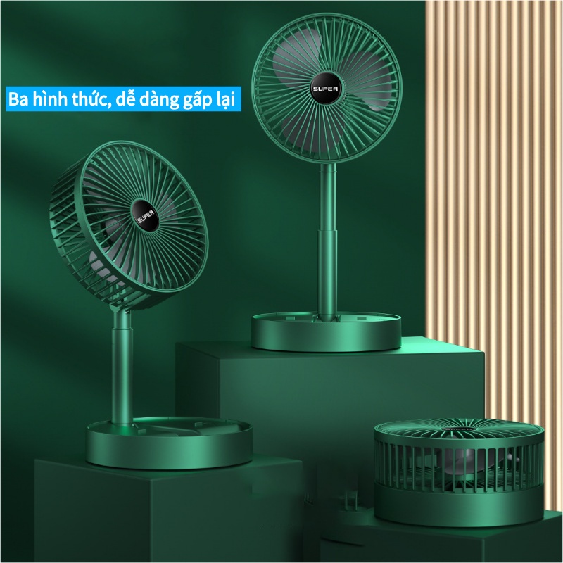Quạt Mini Gấp Gọn aĐể Bàn Đa Chức Năng Tích Hợp Giá Đỡ Điện Thoại, Quạt Nhỏ Gấp Gọn Nhiều Cấp Độ Gió Tiện Dụng