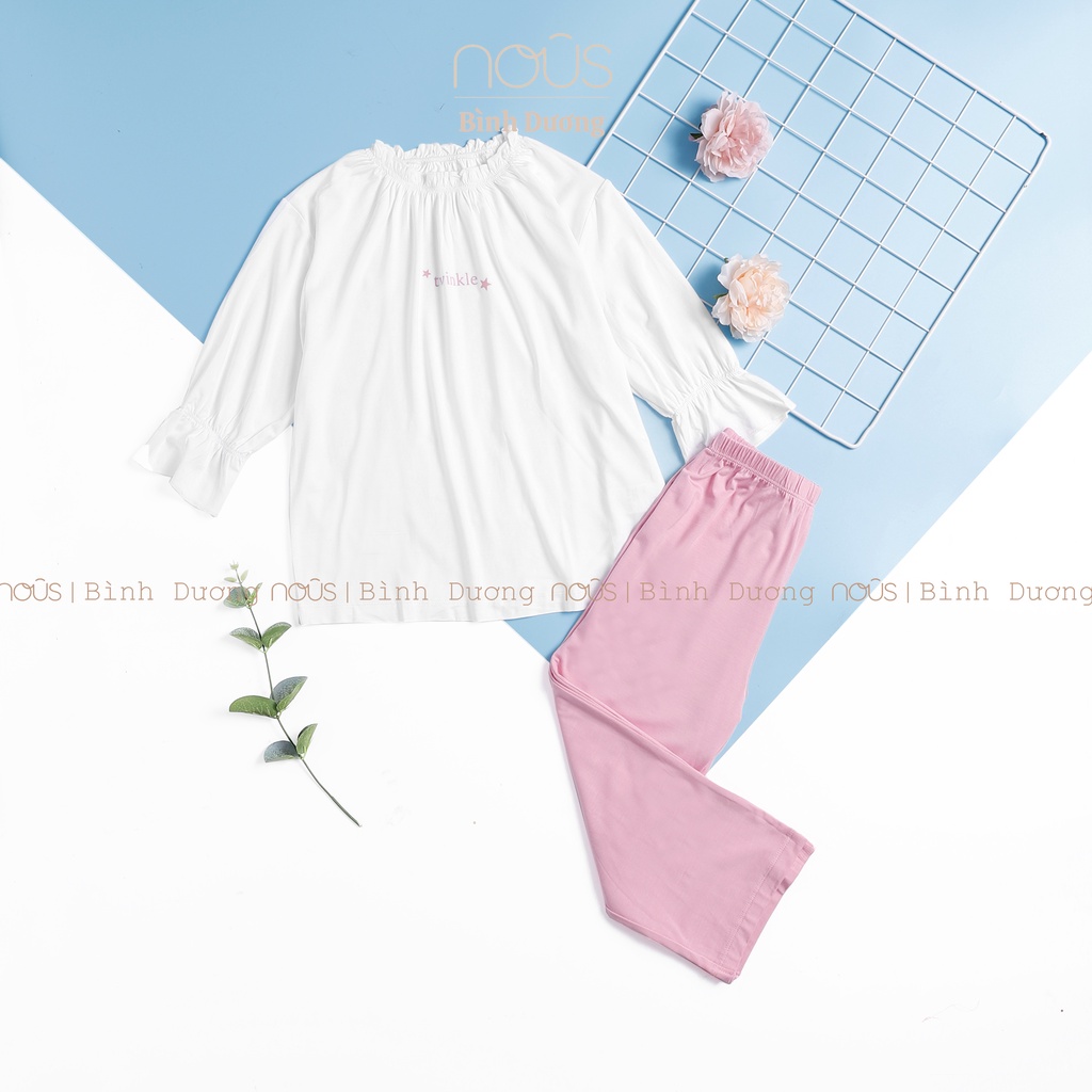 Bộ quần áo trẻ em nous kids bé gái pyjama trắng hồng từ 2 đến 5 tuổi - Nous Bình Dương