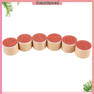 Con Dấu Gỗ Tròn 6 Trong 1 Họa Tiết Hoa Cổ Điển